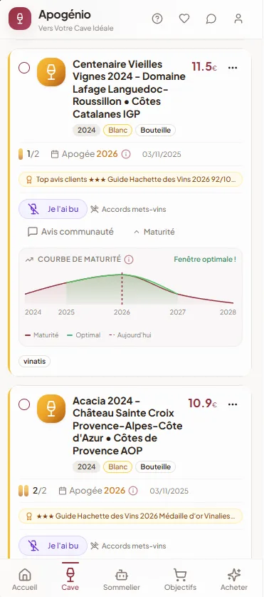 Des alertes d’apogée qui vous réveillent au bon moment dans l'app Apogenio