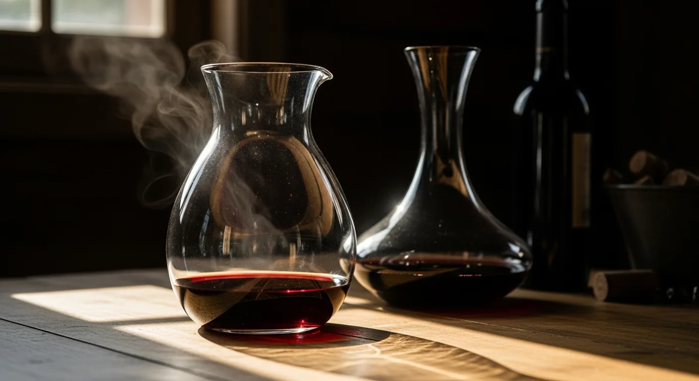 Deux carafes : l'une large pour aérer, l'autre étroite pour décanter