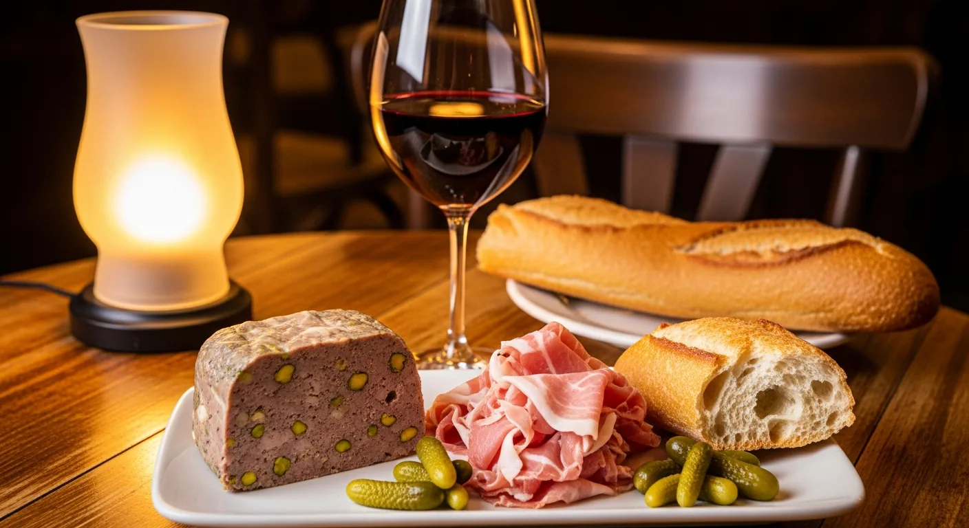 Verre de Gamay rouge rubis servi frais sur table de bistrot