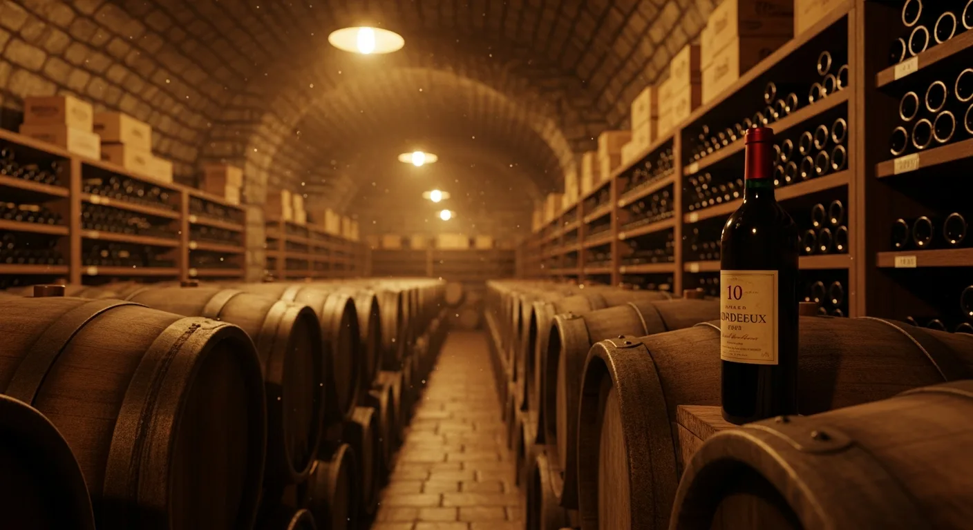 Cave à vin en bois avec bouteilles alignees par annee de garde