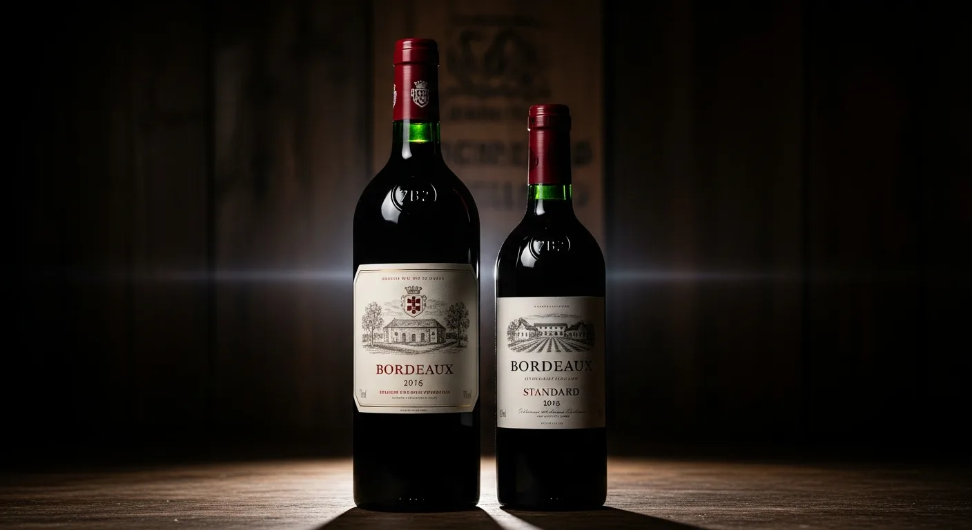 Bouteille magnum de Bordeaux à côté d'une bouteille standard