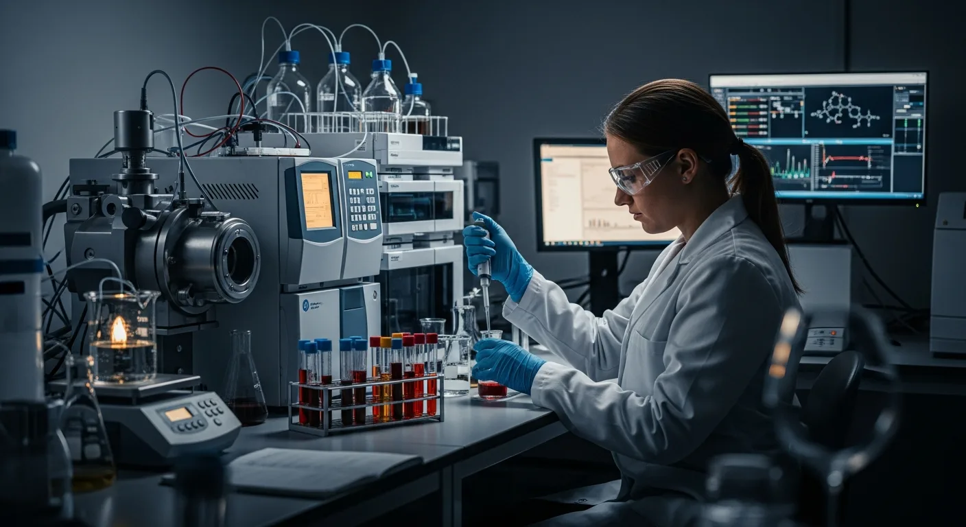 Chercheuse en laboratoire analysant des échantillons de vin pour étude santé