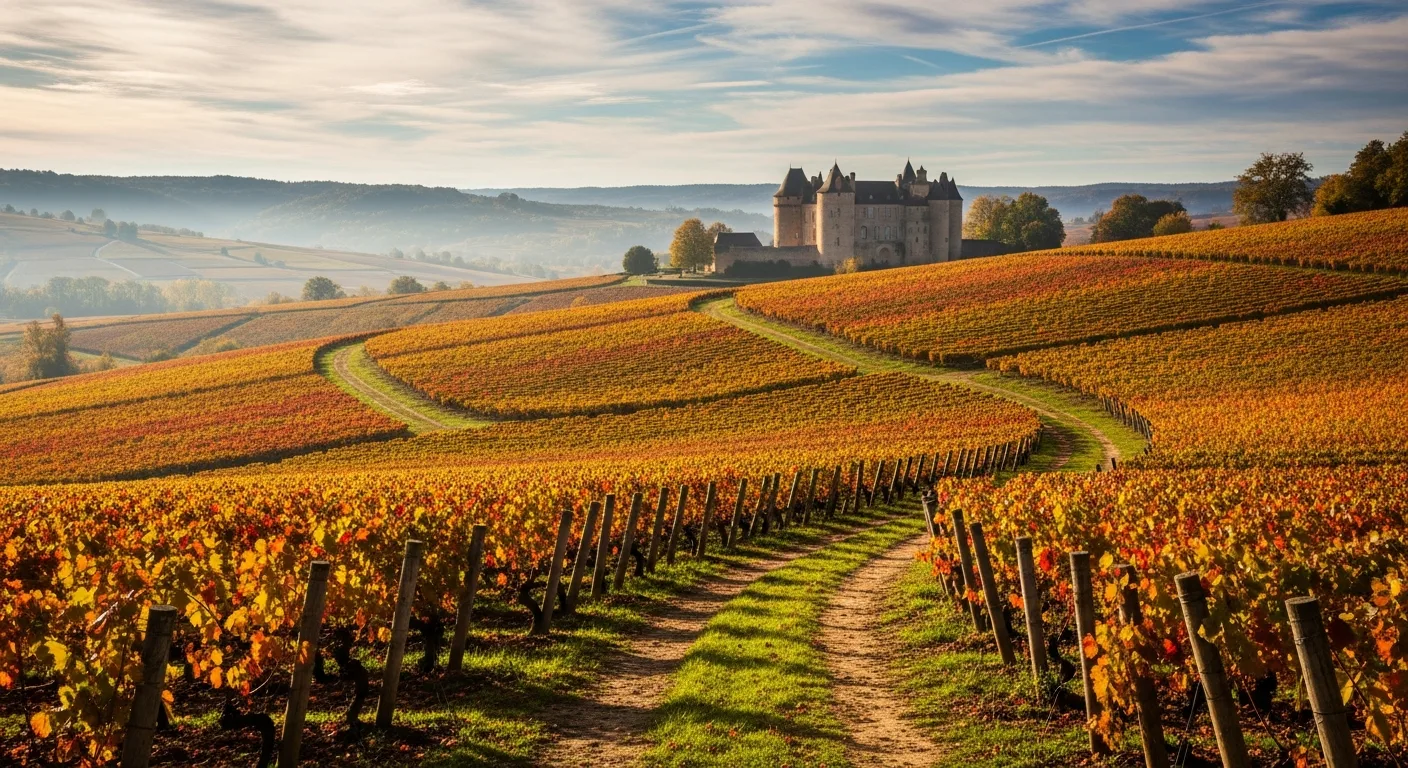 Vignoble de Bergerac en Dordogne avec vieux chai en pierre